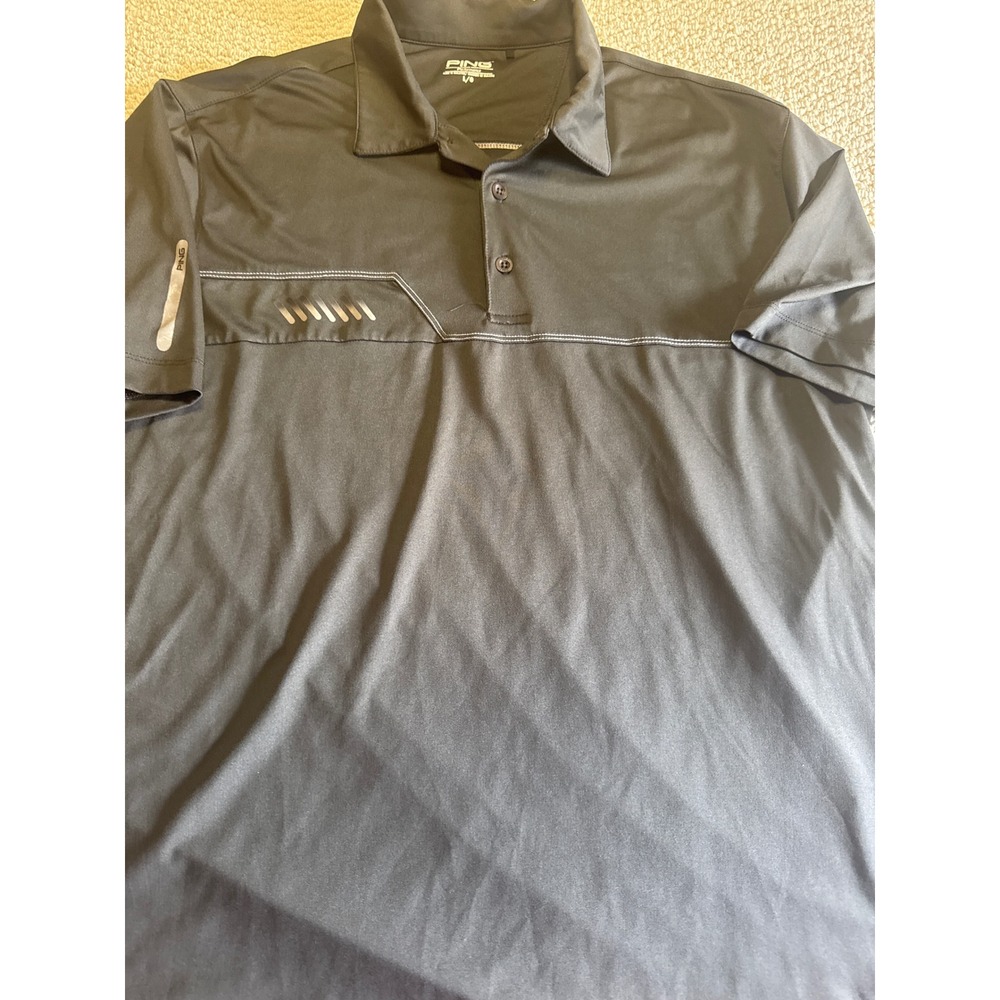 Ping Performance Golf Polo Shirt Charcoal Grey Large Short Sleeve Reflective Men